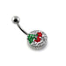 Crystal Stone Studded Flat Steel Belly Ring - Monster Piercing