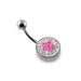 Crystal Stone Studded Flat Steel Belly Ring - Monster Piercing