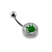 Crystal Stone Studded Flat Steel Belly Ring - Monster Piercing