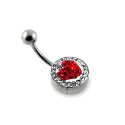 Crystal Stone Studded Flat Steel Belly Ring - Monster Piercing