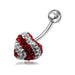 Crystal Stone Studded Striped Heart Belly Ring - Monster Piercing