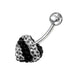 Crystal Stone Studded Striped Heart Belly Ring - Monster Piercing