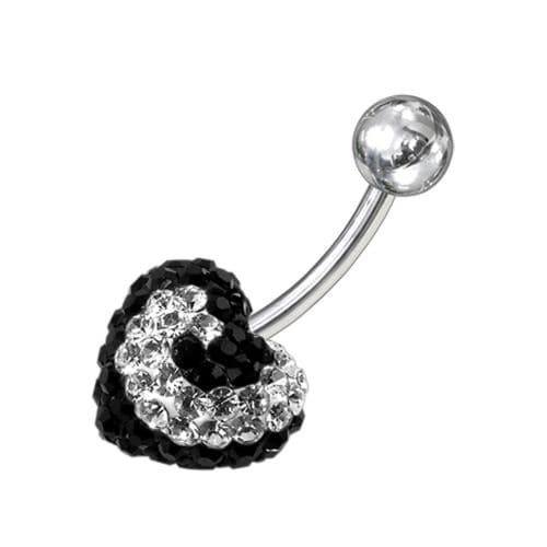 Swirl Crystal Stone Studded Belly Ring - Monster Piercing