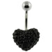 Crystal Stone Heart Steel Navel Ring - Monster Piercing