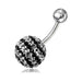 Silver Striped Jewelled Steel Navel Bar - Monster Piercing