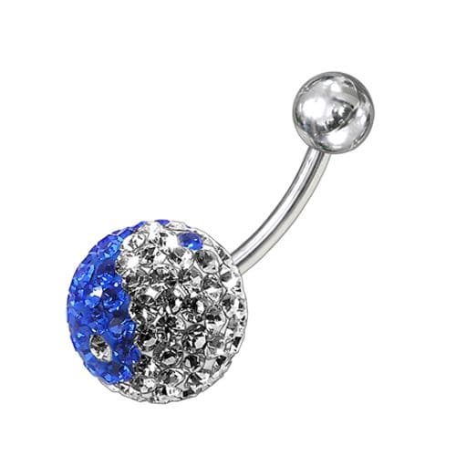 Yin Yang Crystal Stone Studded Belly Ring - Monster Piercing