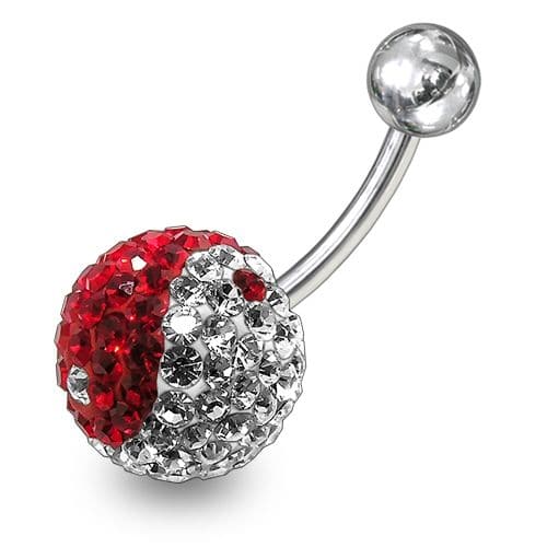 Yin Yang Crystal Stone Studded Belly Ring - Monster Piercing