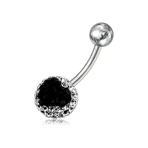 Crystal Ball Design Studded SS Belly Ring - Monster Piercing