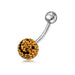 Crystal Ball Design Studded SS Belly Ring - Monster Piercing