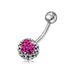 Crystal Ball Design Studded SS Belly Ring - Monster Piercing