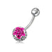 Crystal Ball Design Studded SS Belly Ring - Monster Piercing