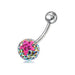 Crystal Ball Design Studded SS Belly Ring - Monster Piercing