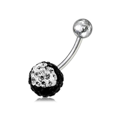 Crystal Ball Design Studded SS Belly Ring - Monster Piercing