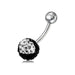 Crystal Ball Design Studded SS Belly Ring - Monster Piercing