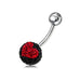 Crystal Ball Design Studded SS Belly Ring - Monster Piercing