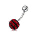 Crystal Ball Design Studded SS Belly Ring - Monster Piercing