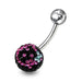 Crystal Ball Design Studded SS Belly Ring - Monster Piercing