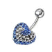 Swirl Heart Studded Steel Belly Ring - Monster Piercing