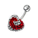 Swirl Heart Studded Steel Belly Ring - Monster Piercing