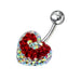 Swirl Heart Studded Steel Belly Ring - Monster Piercing