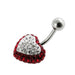 Crystal Heart Studded Steel Belly Ring - Monster Piercing