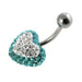 Crystal Heart Studded Steel Belly Ring - Monster Piercing