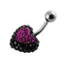 Crystal Heart Studded Steel Belly Ring - Monster Piercing