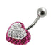 Crystal Heart Studded Steel Belly Ring - Monster Piercing