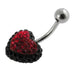 Crystal Heart Studded Steel Belly Ring - Monster Piercing