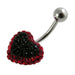 Crystal Heart Studded Steel Belly Ring - Monster Piercing