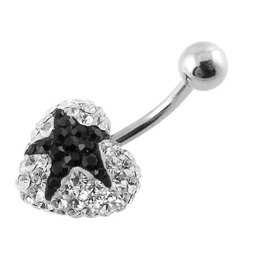 Crystal Star Studded Steel Belly Ring - Monster Piercing