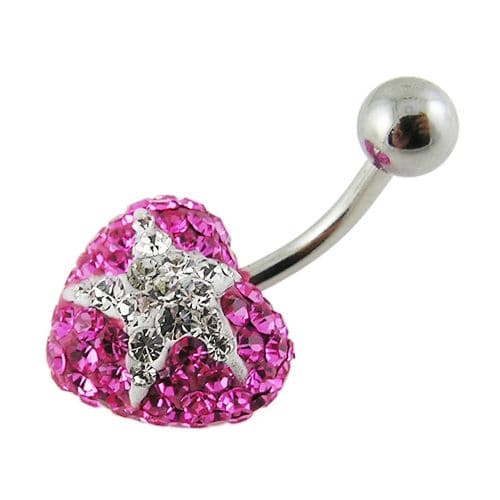 Crystal Star Studded Steel Belly Ring - Monster Piercing