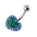 Crystal Heart Shape Studded SS Belly Ring - Monster Piercing