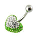 Crystal Heart Shape Studded SS Belly Ring - Monster Piercing