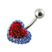 Crystal Heart Shape Studded SS Belly Ring - Monster Piercing