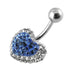 Crystal Heart Shape Studded SS Belly Ring - Monster Piercing