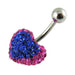 Crystal Heart Shape Studded SS Belly Ring - Monster Piercing