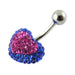 Crystal Heart Shape Studded SS Belly Ring - Monster Piercing