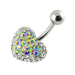 Crystal Heart Shape Studded SS Belly Ring - Monster Piercing