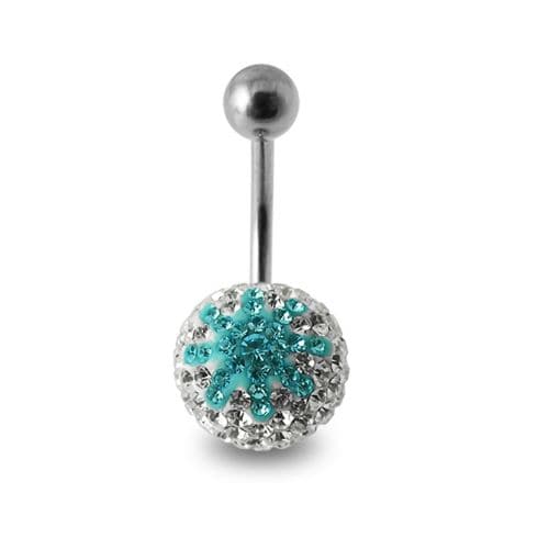 Star Fish Crystal Studded Steel Belly Ring - Monster Piercing