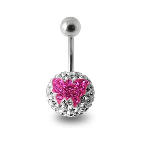 Butterfly Crystal Studded Belly Ring - Monster Piercing