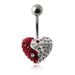 Yin Yang Crystal Studded Heart Belly Ring - Monster Piercing