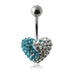 Yin Yang Crystal Studded Heart Belly Ring - Monster Piercing