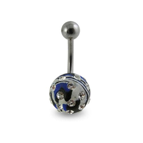 Hand Painted Crystal Studded Steel Belly Ring - Monster Piercing