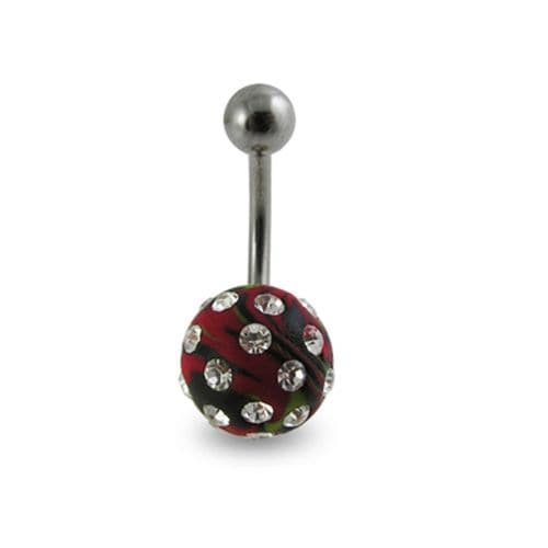 Hand Painted Crystal Studded Steel Belly Ring - Monster Piercing