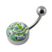 Hand Painted Flat Crystal Steel Belly Ring - Monster Piercing