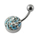 Hand Painted Flat Crystal Steel Belly Ring - Monster Piercing