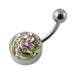 Hand Painted Flat Crystal Steel Belly Ring - Monster Piercing