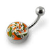 Hand Painted Flat Crystal Steel Belly Ring - Monster Piercing