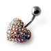 Heart Shaped Crystal Steel Belly Ring - Monster Piercing